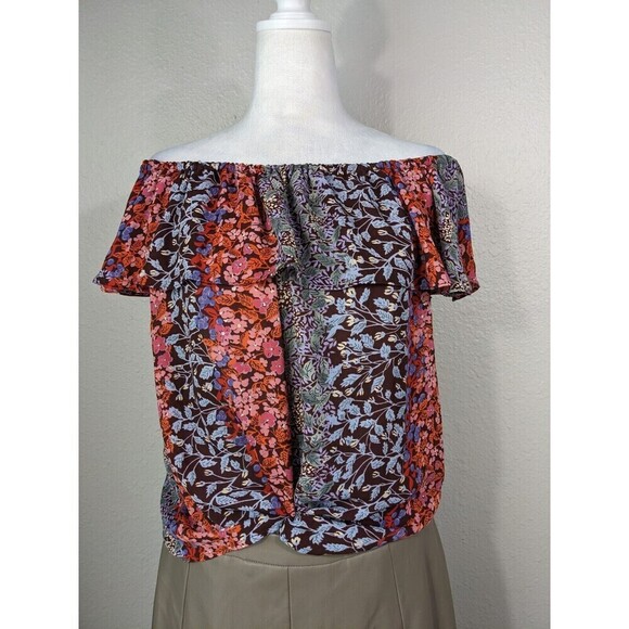 Anthropologie Maeve Floral Vallita Off-Shoulder Top Size Small Boho Blouse N39 - Picture 5 of 12